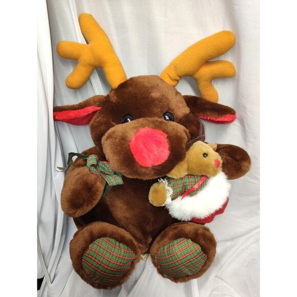 Rudolph Red Nose Reindeer With Baby Bear Christmas 18” Holiday Plush Sunsational - Picture 2 of 6